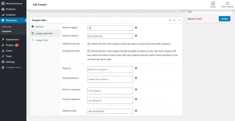 Woocommerce Usage Restrictions How To Create Coupon Codes In Woocommerce Woocommerce-Usage-Restrictions