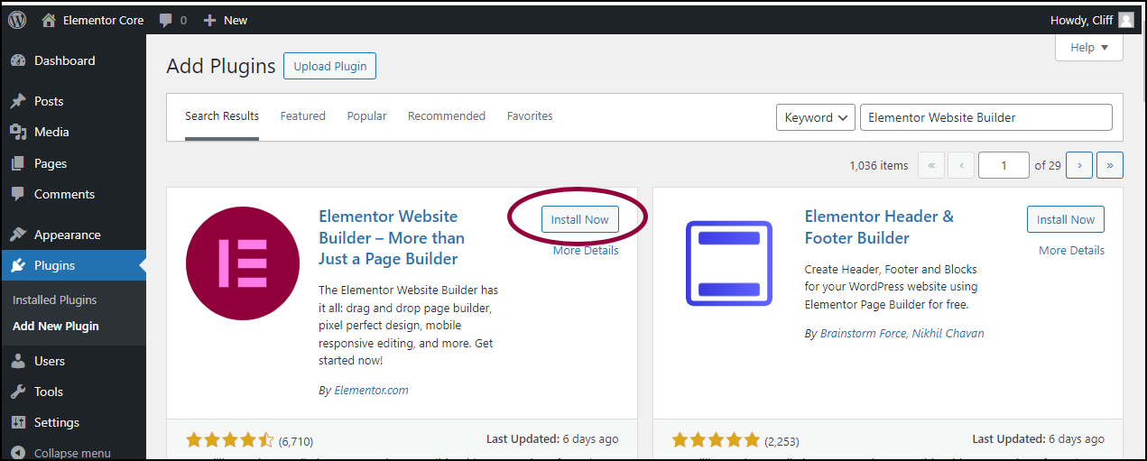 image 3 Install & activate Elementor Core 5
